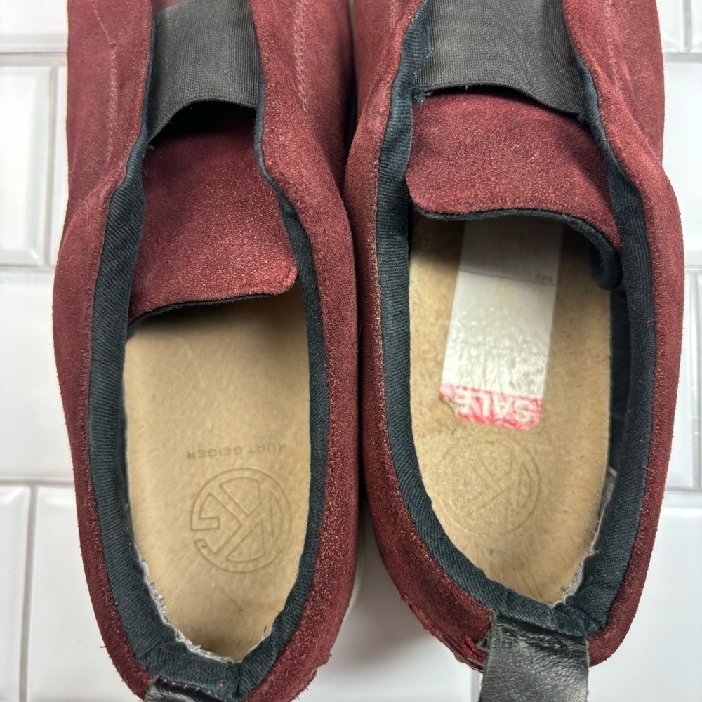 Kurt Geiger Suede SlipOn Trainers Women's US 9/EU 40 Red Maroon Leather Sneakers - Picture 6 of 8
